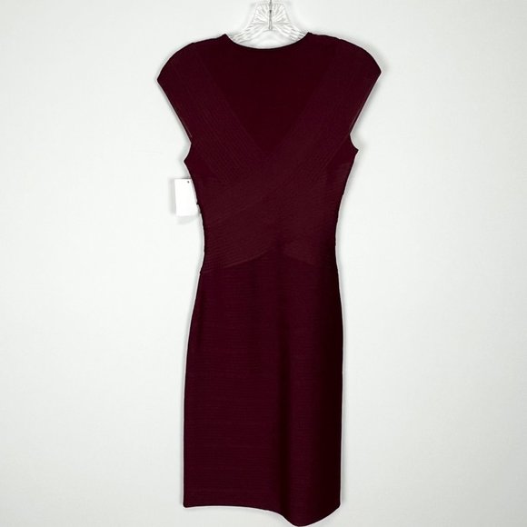 Ferramosca Womens Burgundy Knit Sheath Dress Bodycon Italy size IT 40 US Small - Picture 6 of 12